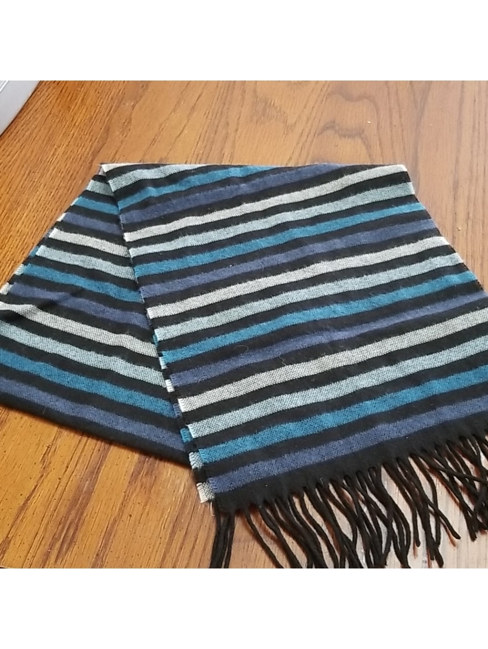 Brand New Soft Blue and Black Striped Women's Scarf 53 Inch Acrylic